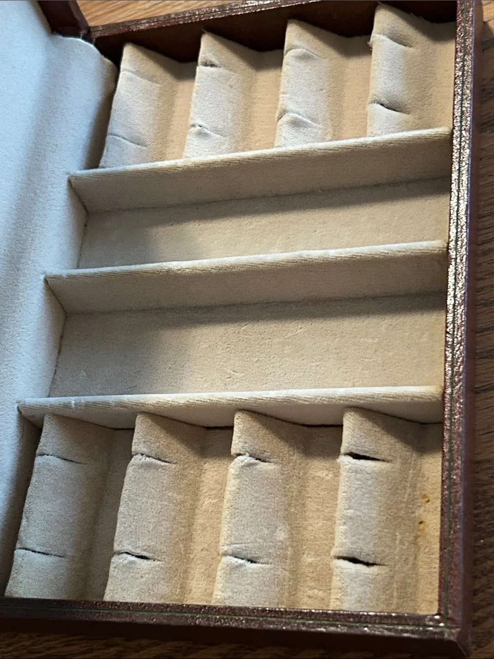SWANK Brown and Cream Velvet-Lined Jewelry Organizer